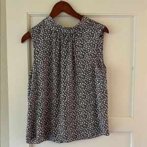 Rebecca Taylor Sleeveless Silk Top - Navy and White